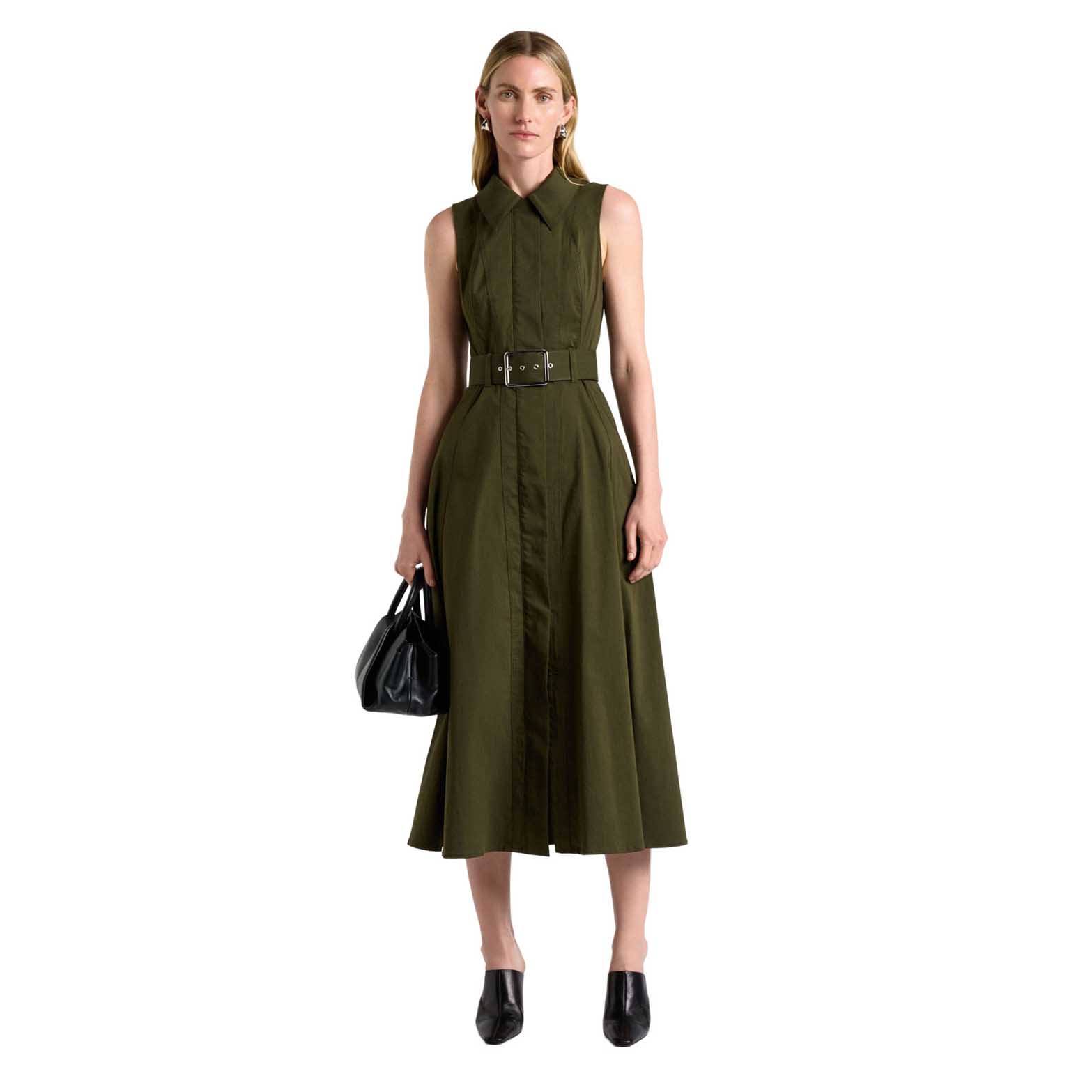 Cue Good Earth Cotton Collared Midi Dress